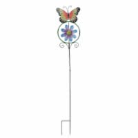 55 Inch High Butterfly Flower Kinetic Wind Spinner Metal Garden Stake Yard Decor Pinwheel