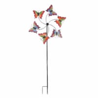 Colorful Embossed Metal Butterfly Garden Twirler Wind Spinner Stake 71 Inches High