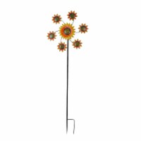 Colorful Sunflower Pinwheel Garden Twirler Wind Spinner Stake 70.5 Inches High