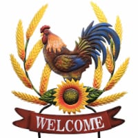 Home & Garden Metal Welcome Rooster Metal Fall Farm Yard Stakes 31823082