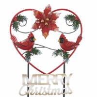 Christmas Metal Heart Merry Christmas Metal Yard Poinsettia Cardinal 31824006