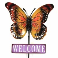 Home & Garden Butterfly Welcome Stake Metal Yard Decor Poke Summer 31835533
