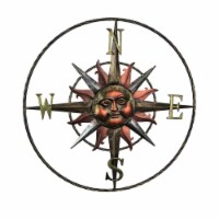 28 Inch Metal Sun Face Nautical Compass Rose Indoor Outdoor Home Decor Wall Art Plaque