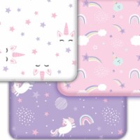 Baby Crib Sheets 3-Pack | Soft & Stretchy Jersey Cotton Fitted Crib Sheet | Unicorn Rainbow