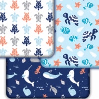 Baby Crib Sheets 3-Pack | Soft & Stretchy Jersey Cotton Fitted Crib Sheet | Whale Turtle Sea