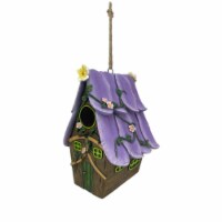 Red Carpet Studios 40919 Resin Outdoor Hanging Bird House, Purple Roof