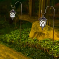 Winsome House Hanging Solar Lanterns with Shepherd Hooks - Set of 2