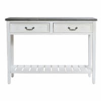 LuxenHome Distressed White Wood and Metal Console and Entryway Table