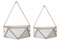 LuxenHome Set of 2 White and Gold Succulent Metal Cachepot Wall Planters