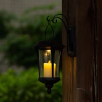 Luxen Home Hanging Solar Light Lantern Wall Sconce