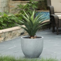 Luxen Home Round Light Gray Finish Planter (Large)