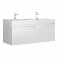 Fresca Mezzo 48  White Wall Hung Double Sink Modern Bathroom Cabinet w/ Integrated Sink