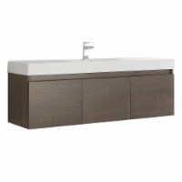 Fresca Mezzo 60  Gray Oak Wall Hung Single Sink Modern Bathroom Cabinet w/ Integrated Sink