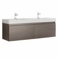 Fresca Mezzo 60  Gray Oak Wall Hung Double Sink Modern Bathroom Cabinet w/ Integrated Sink