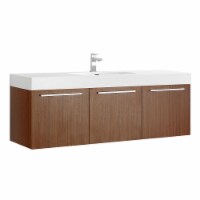 Fresca Vista 60  Teak Wall Hung Single Sink Modern Bathroom Cabinet w/ Integrated Sink