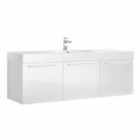 Fresca Vista 60  White Wall Hung Single Sink Modern Bathroom Cabinet w/ Integrated Sink
