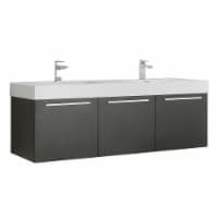Fresca Vista 60  Black Wall Hung Double Sink Modern Bathroom Cabinet w/ Integrated Sink