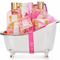 Spa Baskets for Women, 8pcs Rose Bath Gift Set,Includes Bath Bombs, Bath Salts, Bubble Bath