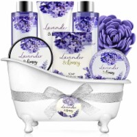 8 Pcs Lavender&Honey Scent Bath Spa Gift Sets ,Body Care Bath Gift Basket