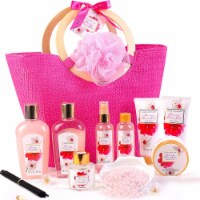 11pcs Spa Gift Baskets with Cherry Blossom Scent Shower Gel, Body Lotion and More