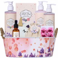 Rosewater and Lavender 11 Pcs Bath and Body Gift Baskets, Body Lotion, Shower Gel and More