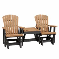 American Furniture 515CBK-K Double Glider Chair Center Table with Black Base, Cedar