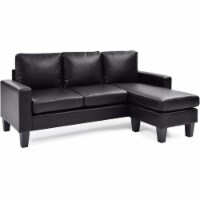 Glory Furniture Jenna Faux Leather Sofa Chaise in Black