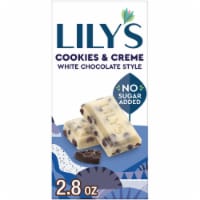 LILY'S Cookies and Creme White Chocolate Style No Sugar Added Sweets Bar Perspective: Main