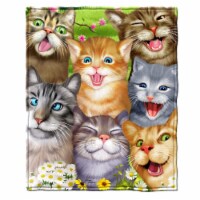 Dawhud Direct Animated Cats Selfie Fleece Blanket 75 x90  Queen Size