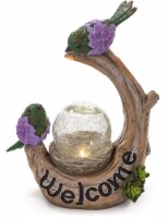 VP Home Welcome Birds Tree Trunk LED Garden Light w/Crackled Glass Globe