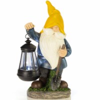 VP Home Earnest Garden Gnome with Lantern Solar Powered LED Outdoor Decor Light (Yellow Hat)