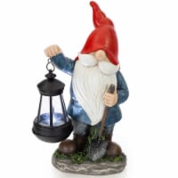 VP Home Earnest Garden Gnome with Lantern Solar Powered LED Outdoor Decor Light (Red Hat)
