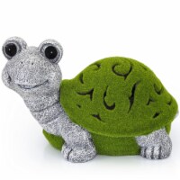 VP Home Lazy Turtle with Flocked Shell Solar Powered LED Outdoor Decor Garden Light