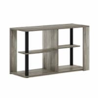 Furinno Romain Narrow Coffee Table With Shelves, French Oak/Black