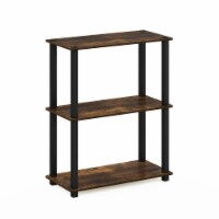 3-Tier Compact Multipurpose Shelf Display Rack with Square Tube,Amber Pine/Black