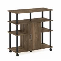 Furinno Helena 4-Tier Utility Kitchen Island and Storage Cart on wheels,Walnut/Black