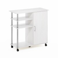 Furinno Helena 4-Tier Utility Kitchen Island and Storage Cart  Steel Tubes, White Oak/Chrome