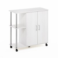 Furinno Helena 3-Tier Utility Kitchen Island and Storage Cart s Steel Tubes, White Oak/Chrome