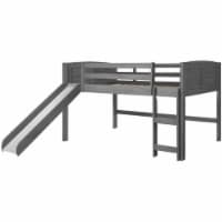 Donco Kids Louver Twin Solid Wood Low Loft Bed with Slide in Antique Gray