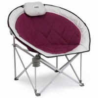 Core Equipment Oversized Padded Round Moon Outdoor Camping Folding Chair, Wine