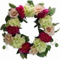 Admired by Nature ABN1W003-NTRL Artificial 24 in. Peony, Rose & Hydreangea Wreath - Multi Col