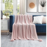 Maryjane Throw-Wool-like-4 Corner Tassel-Cozy blush