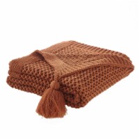 Maryjane Throw-Wool-like-4 Corner Tassel-Cozy rust