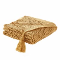 Maryjane Throw-Wool-like-4 Corner Tassel-Cozy yellow