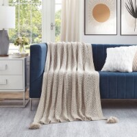 Maryjane Throw-Wool-like-4 Corner Tassel-Cozy sand