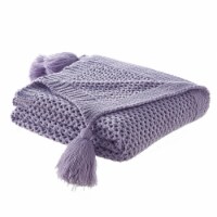 Maryjane Throw-Wool-like-4 Corner Tassel-Cozy purple