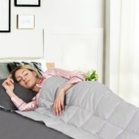 Gymax Weighted Blanket 7-25lbs Twin/Full/Queen/King Size Cotton Blanket Glass Beads Light