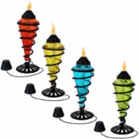 4-Pack Tabletop Patio Torches Metal Swirl Multi-Colored Glass Outdoor Lawn Decor