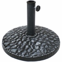 Sunnydaze 18 in Pebble Texture Resin Round Patio Umbrella Base - Grey Perspective: Main