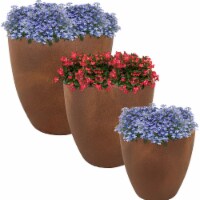 Sunnydaze 3-Piece Indoor/Outdoor Planter Textured Fiber Clay with Rust Color